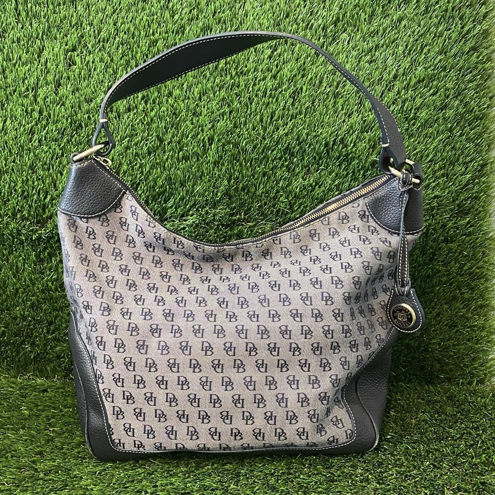 Dooney & Bourke Signature Hobo Purse Navy Logo Shoulder Bag Handbag*